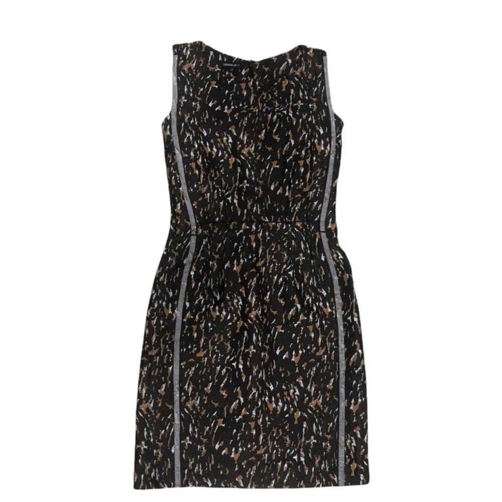 Lafayette 148 Exquisite Brown Black Gray Woven Sheath Dress